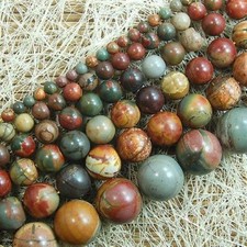 6/8/10/12/  14mm Natural Picasso Jasper Round Loose Beads 15" Choose Size MJ079