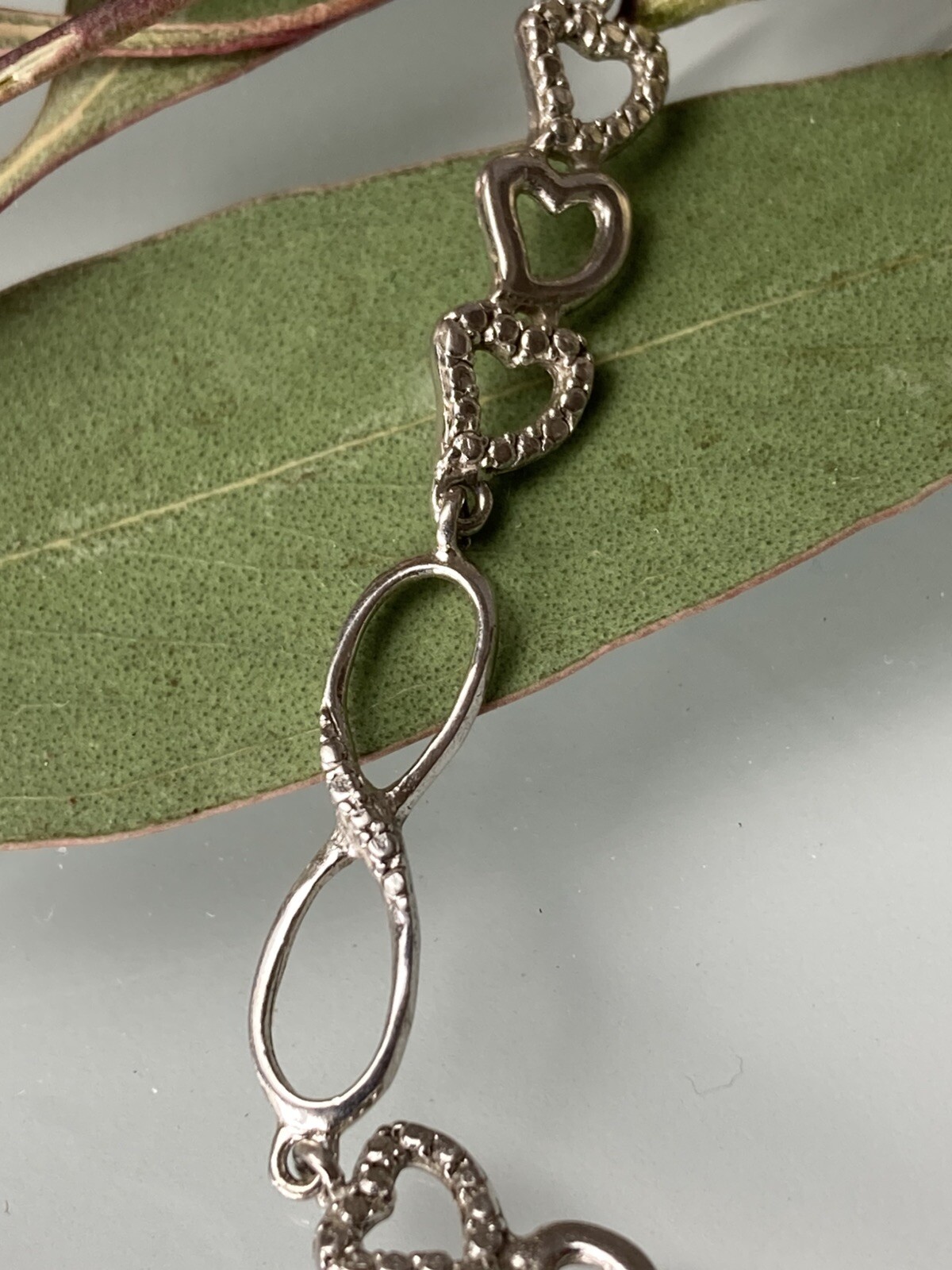 Sterling 925 Solid Silver Heart Infinity Chain Br… - image 5