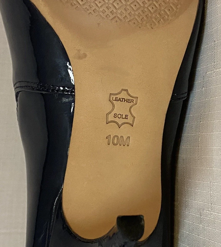 Tory Burch Georgina Patent Leather Ankle Booties Blue Size 10M Pointed Toe - Image 3 of 4