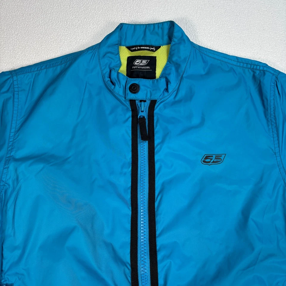 55DSL Nylon Bomber Jacket Men's M Blue Mesh Lining Full Zip Pocket Diesel - Image 4 of 4