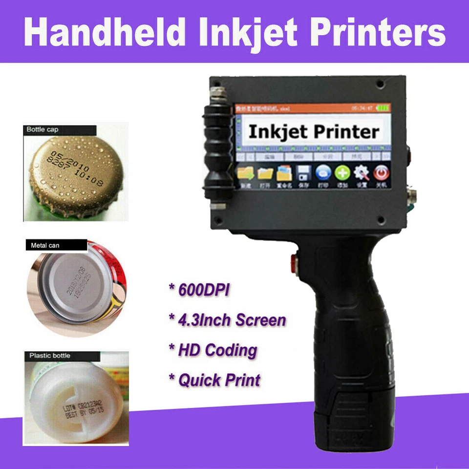 600DPI Handheld Inkjet Printer Date Barcode Label Coding Machine Logo Machines - Image 2 of 4