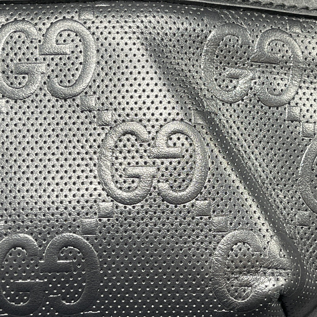 Gucci Calfskin GG Embossed Perforated Tennis Belt Bag Black Gucci Calfskin GG Embossed Perforated Tennis Belt Bag Black