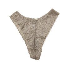 Vintage Bali Studio Panty Hi Cut Lace Size 5/6 Beige