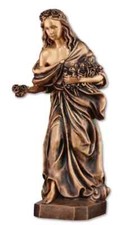 Statua Tomba Statua Bronzo "Ragazza con Rose" Statua Scultura Bronzo 45 cm