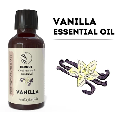 HEROOT Vanilla Essential Oil - Premium Oil for Stress Relief, Mood Boost & Skin Health