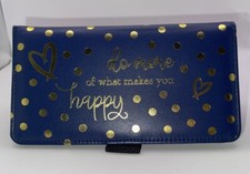 RFID Blocking Checkbook Cover, Blue Bifold Wallet Polka Dot Do More Of What ..