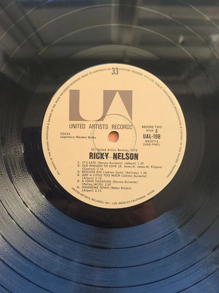 Ricky Nelson 1972 United Artists Records Original AUSTRALIAN 12"Double Album - Image 3 of 4