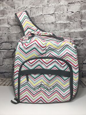 THIRTY-ONE 31 Camera Diaper Bag Backpack Chevron Pink Teal 