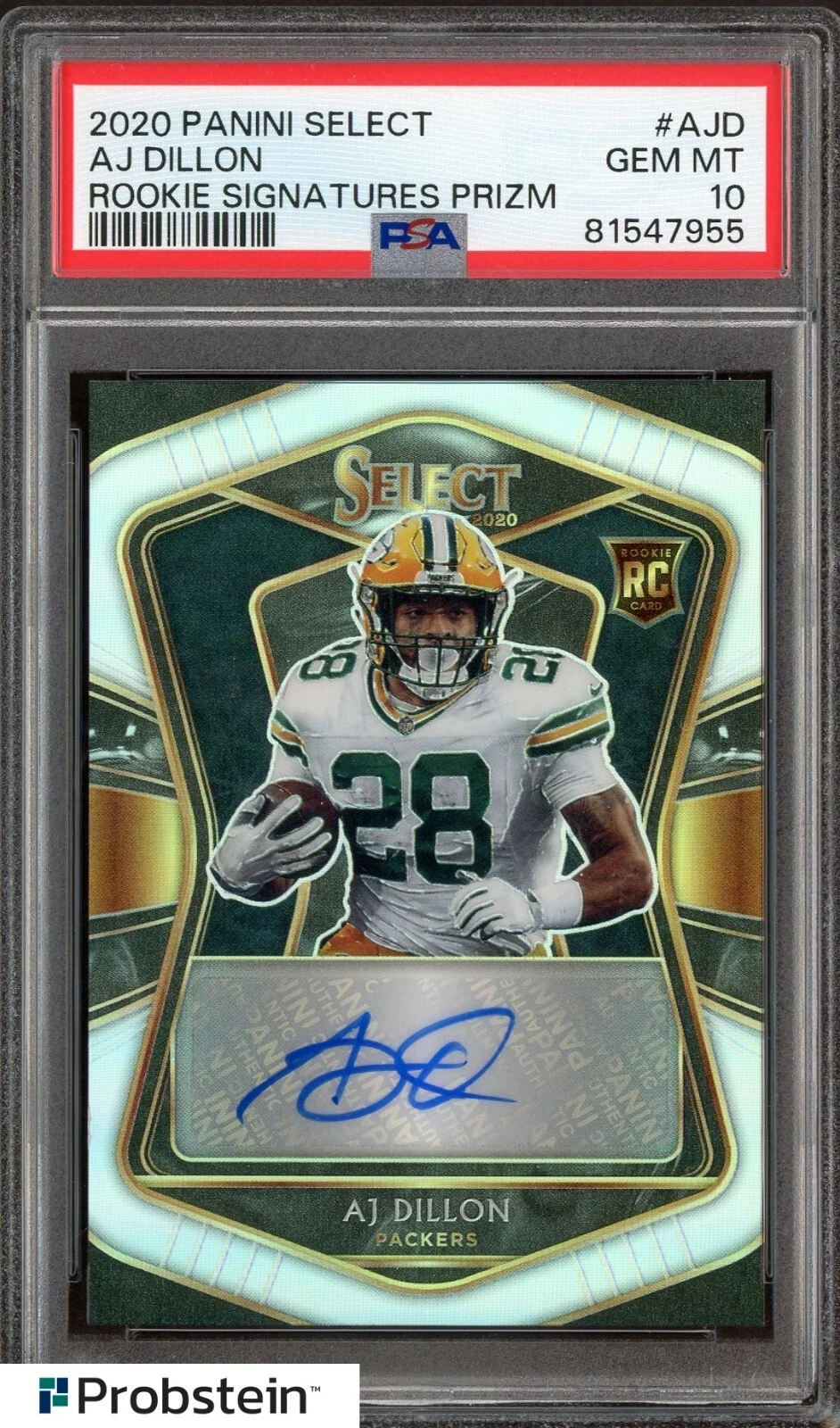 AJ Dillon Panini Select Rookie Signature Memorabilia Prizm #AJD Base