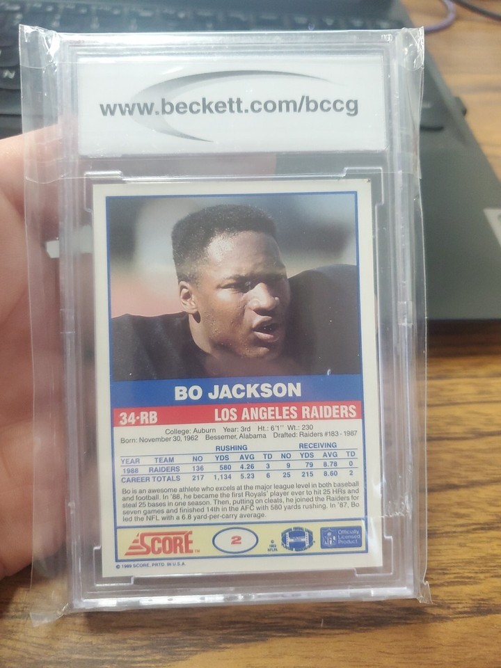 1989 Score #2 Bo Jackson Football Card BCCG 9 | eBay
