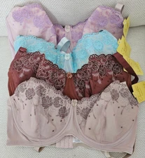 ORNELLA Intimates Full Coverage Embroidered Bra Plus Size 38DD 40D 42D 42DD  NWT