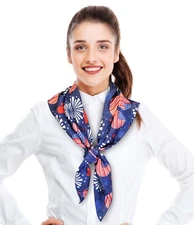 Women's Silk Feeling USA Flag Themed 35"x 35" Fashion Scarf - Hearts & Flags