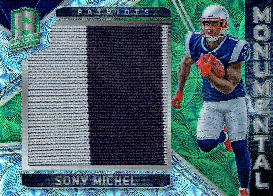 Sony Michel RC 2018 Spectra Green Refractor MONUMENTAL 2Clr Patch#/50-Patriots2 - Image 3 of 3