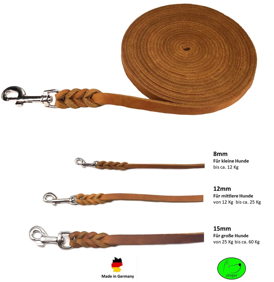 Hundeleine Schleppleine Leder Fettleder kleine Hunde & große Hunde 3m/5m/7,5/10m - Bild 2 von 2