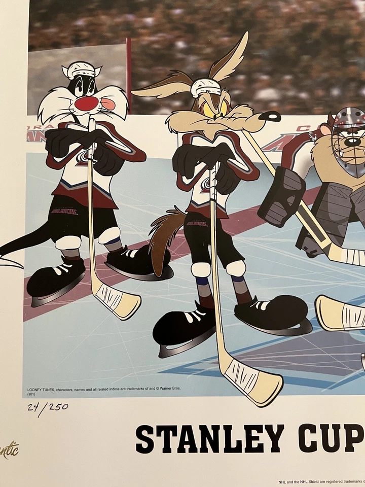 Colorado Avalanche 2001 Stanley Cup Looney Toons impresión litográfica 24/250 Foto 3 de 4