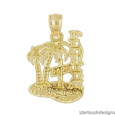 New 14k Yellow Gold Florida Travel Pendant