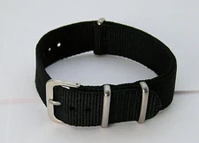 18mm One Piece Pass Thru Ballistic Military Style Watch Bands Nylon Black Color