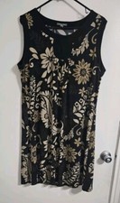 Apt 9 Womens Floral Dress 1X Black Brown Sleeveless Flowy Boho Lounge Beach