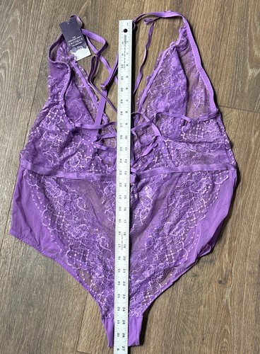 NWT Cacique Seriously Sexy Lacy LavenderBody Suit Lingerie High Thigh Cut 18-20 - Picture 6 of 6