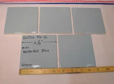 5 pcs. Waterfall Blue: 4-1/4" Glossy Ceramic Tile by Daltile, Light Blue, NEW