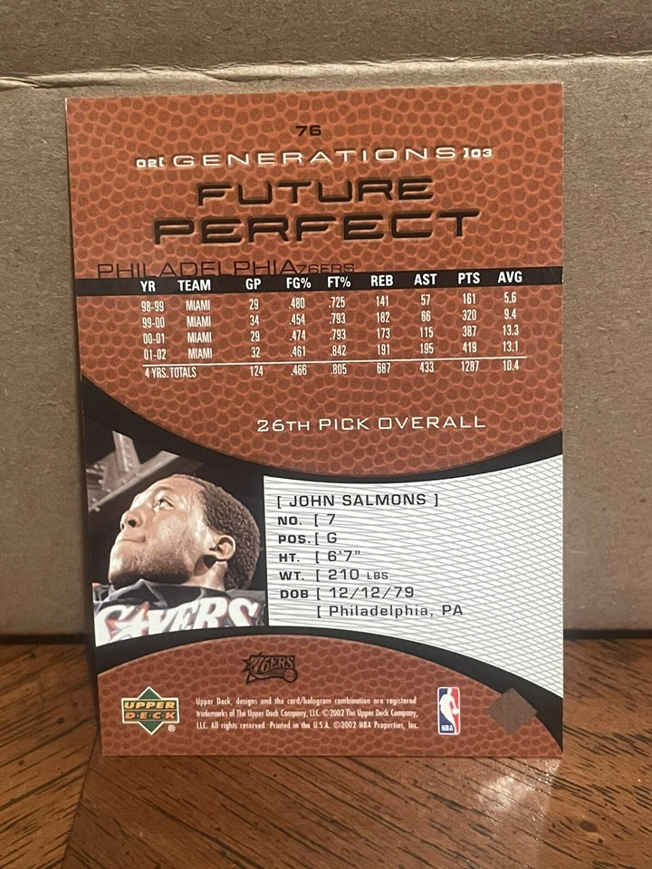 2002-03 Upper Deck Generations Basketball Card #76 John Salmons Rookie /999 625 - Image 2 of 3