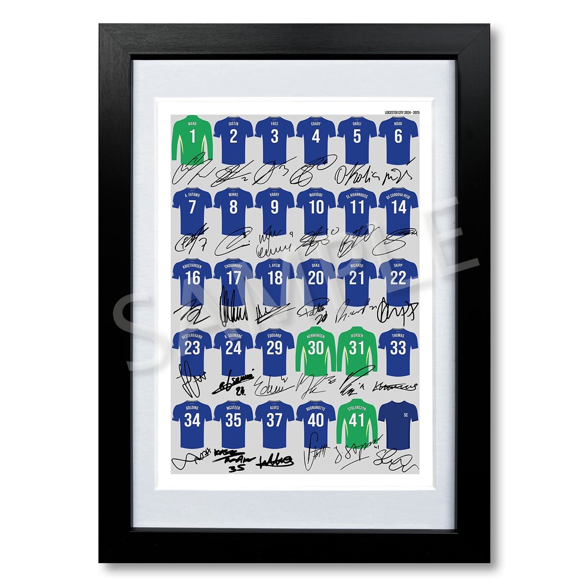 LEICESTER CITY 2024-2025 SQUAD TEAM SIGNED POSTER PRINT PHOTO VARDY MAVIDIDI