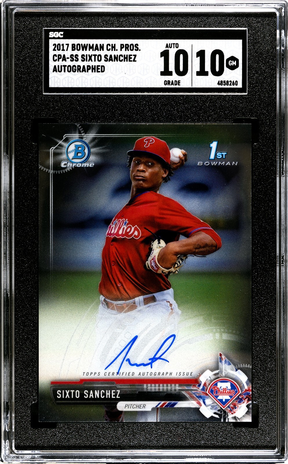 2017 1st Bowman Chrome Prospects SIXTO SANCHEZ SGC Gem Mint 10 Auto 10! Marlins