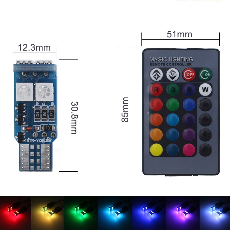 2x Luz de estacionamiento T10 196 168 2825 5-SMD LED RGB para Yamaha HA motocicleta K1 Foto 2 de 4