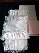 Bedding Set for Silver Cross Dolls Twin Pram pink Quilt, Mattress, 2 pillow etc