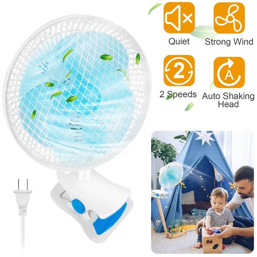 Clip On Fan 2Speed Quiet Oscillating Fan Adjustable Tilt Wall Mount Personal Fan - Picture 6 of 9