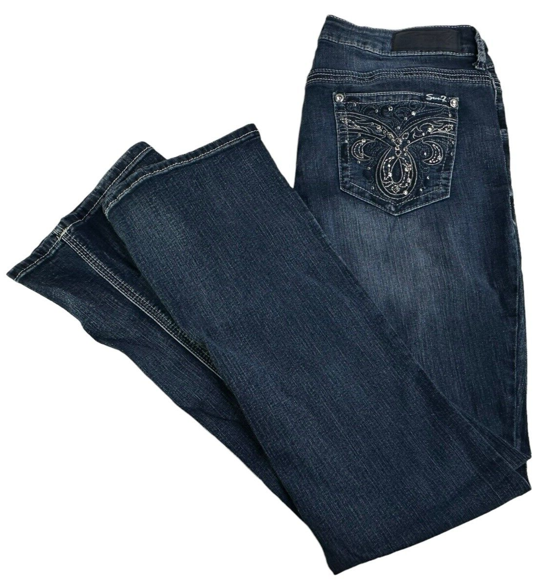 Seven7 Jeans Rocker Slim Women's Size 14 Embroidered Jeweled Back Pockets