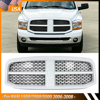 For 2006 2007 2008 Ram 1500 2500 3500 Bright White Front Bumper Grille Assembly 