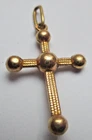 Antique Double Sided Cross Pendant Gold Plated Stunning Vintage Jewelry 3149