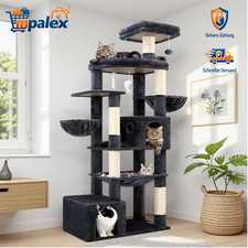 Kratzbaum XXL 193cm Hoch mit 2 Katzenhäusern Hängematte Plattform Katzen