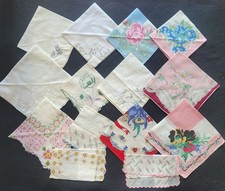 Lot of 14 Vintage Handkerchiefs Hankies Lace Floral Embroidery Printed
