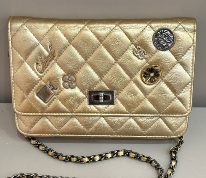 Chanel WOC Chain Shoulder Bag Crossbody Gold Silver Diamond Women Classic