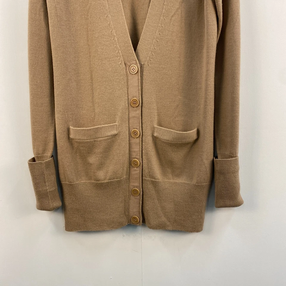 Club Monaco Mujer Pequeño Suéter Cárdigan Lana Marrón Botón Cuello en V Abuelo Foto 3 de 4