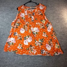 Daniel Rainn Womens 3X Orange Floral Polka Do...
