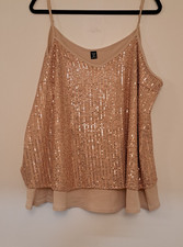 SHEIN CURVE 3XL Rose Gold Sequin Camisole Top Plus Size Lined Party Sparkly