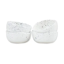 Ceramic Stoneware Handmade Bowl Set (Dipping Bowls x 4, White Matte Speckled)