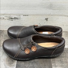 Clarks Evianna Leather Brown Womens Loafers Comfort Shoes Size 6 Soft Cushion