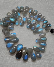 Fine AAA Quality 100 Natural Labradorite Pear Shape Briolette Strand 90.80 Ct