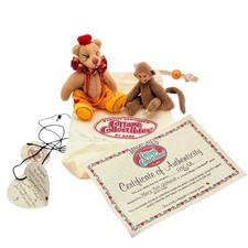 Ganz Cottage Collectibles Miniatures OSCAR Teddy Bear  Moga Monkey Set SIGNED