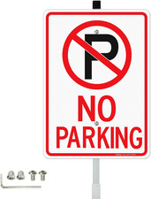 No Parking Signs with 36" Stake for Outside, 14"x10" Rust Free Heavy Aluminum...