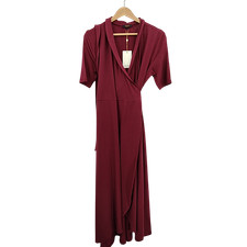 Quince Women Tencel Jersey Midi Wrap Dress Wine L