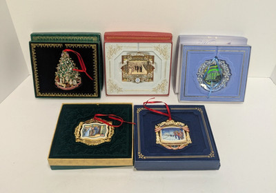 Whitehouse Historical Association Chrismas Ornaments Gold & Silver Lot 5 IOB