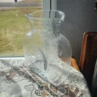 VTG Blenko Water Bottle 384 Clear Glass Pitcher Double Spout Hand Blown Textured
