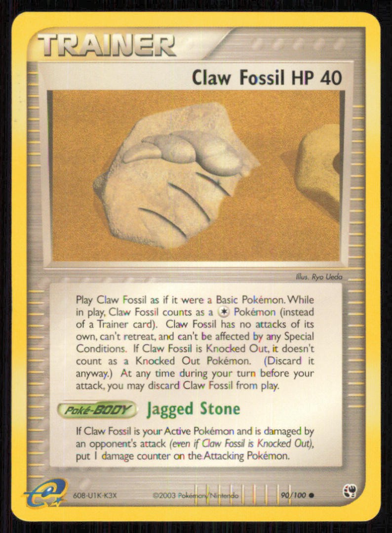 Claw Fossil 90/100 Common Sandstorm Pokemon Lightly Played