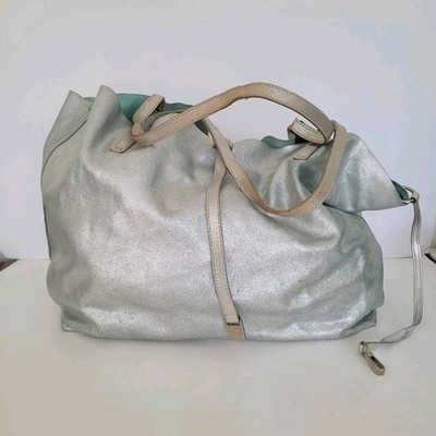 Tiffany & Co Leather Reversible Tote Bag Tiffany Blue Silver