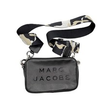 Marc Jacobs Black Leather Camera Crossbody Printed Strap EUC